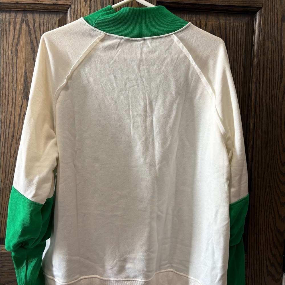 Green and White Long Sleeve mock Neck Sweatshirt - Picture 3 of 3